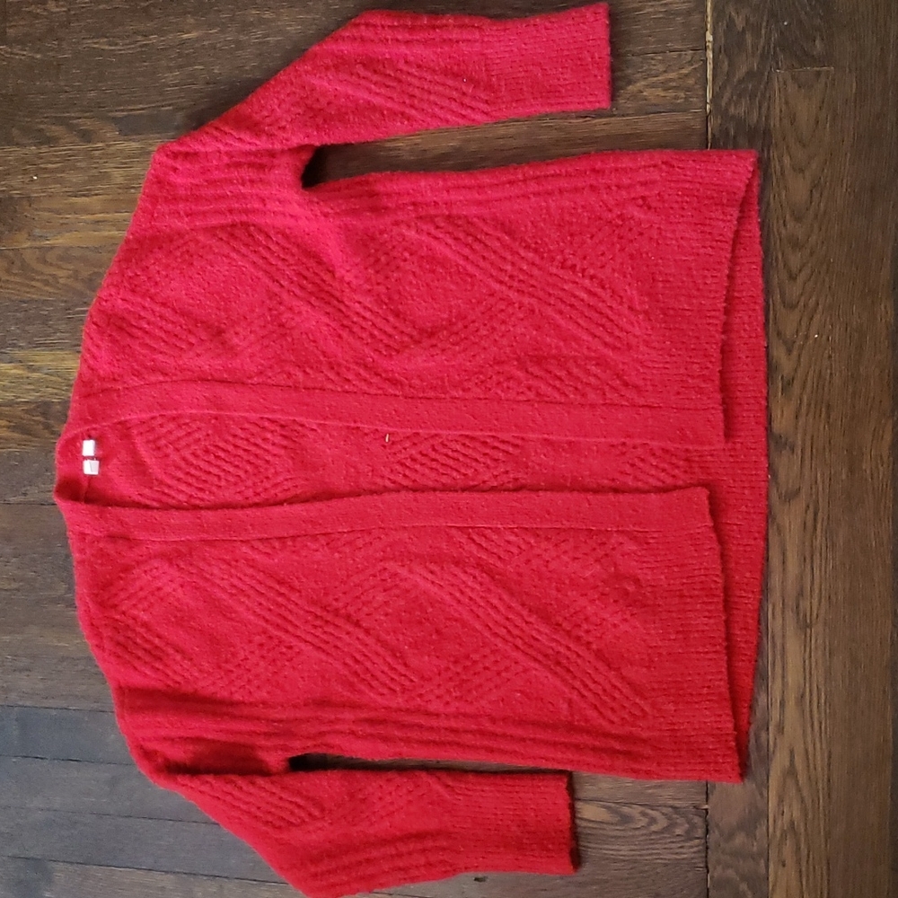 Anthropologie red cardigan